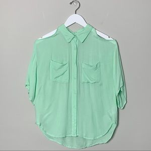 Silence + Noise Cold Shoulder Blouse Mint